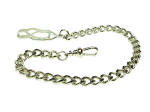 Pocket Watch Chain with Belt Hook - Pocket Watch Chain - Rhodium over Stainless Steel 8 inches