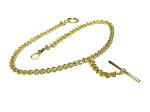 Single Albert Pocket Watch Chain - Pocket Watch Chain - 14K Yellow Gold over Stainless Steel 14 inches